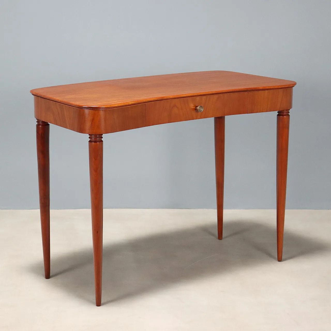 Console in mahogany veneer and brass, 1950s 1