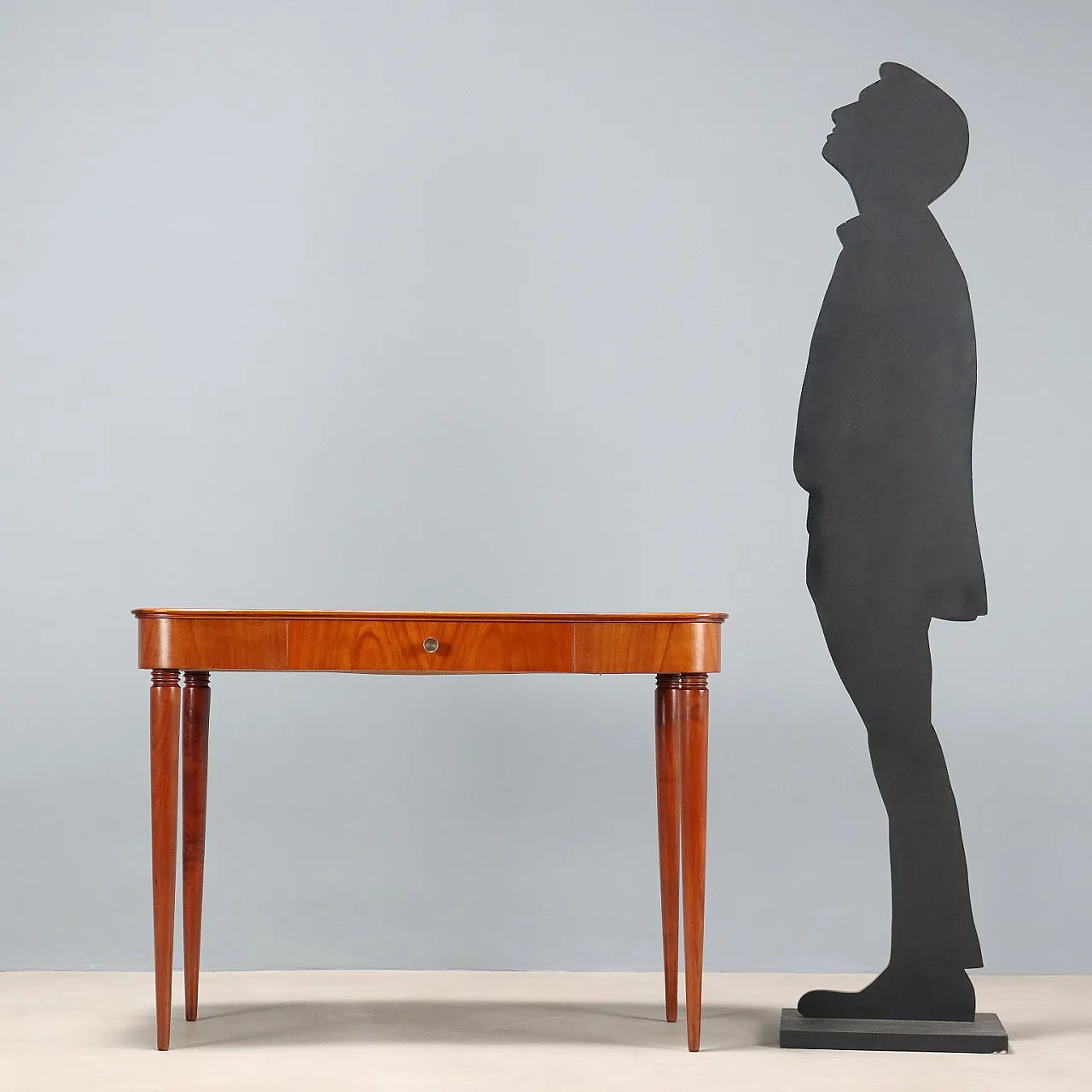 Console in mahogany veneer and brass, 1950s 3