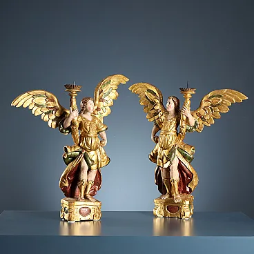 Pair of Baroque angel holders, 18th century