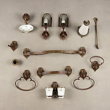 Equestrian themed bathroom accessory set, 20th century