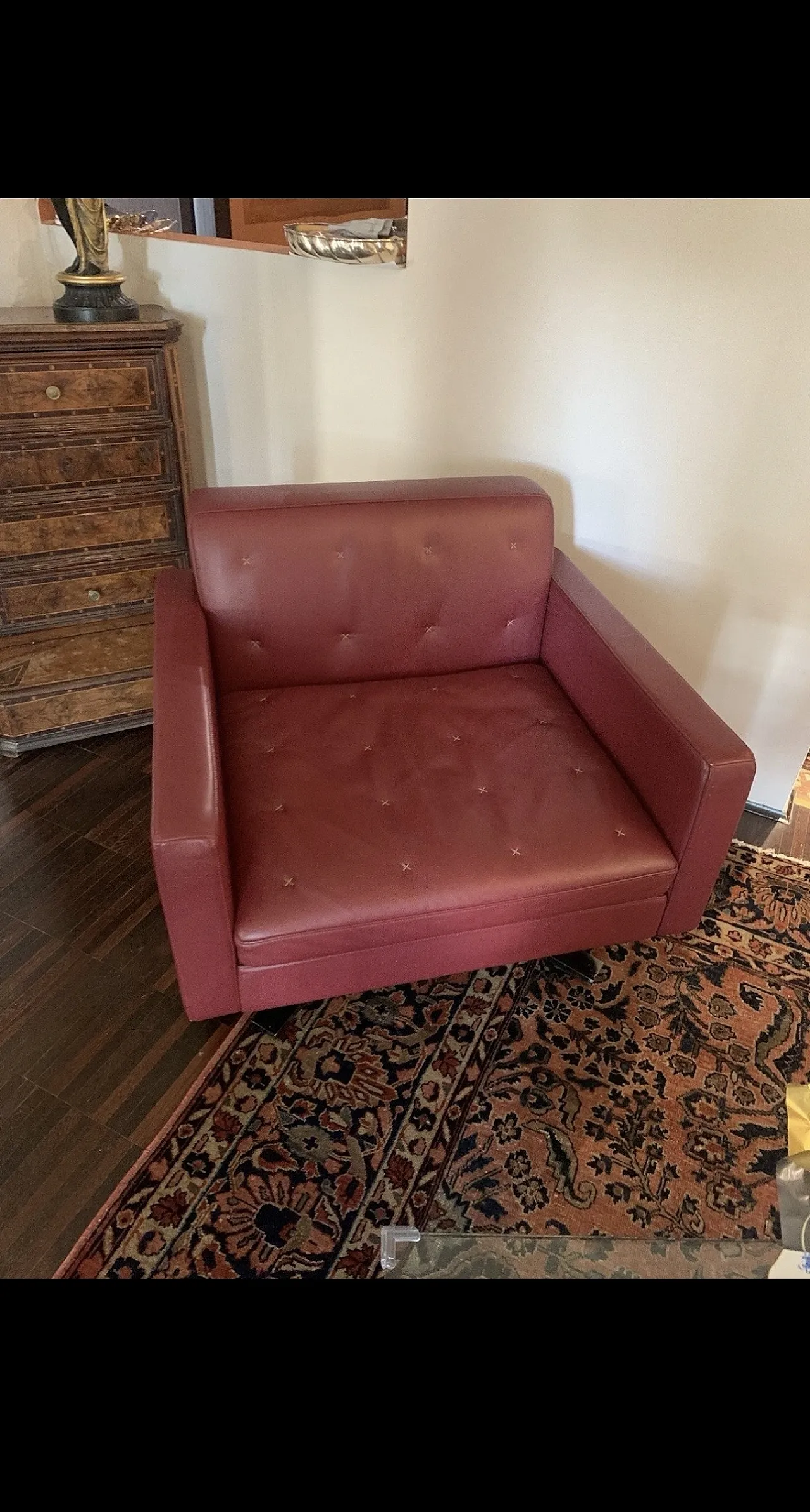 Pair of Kennedee bordeaux armchairs by Poltrona Frau, 2000s 2