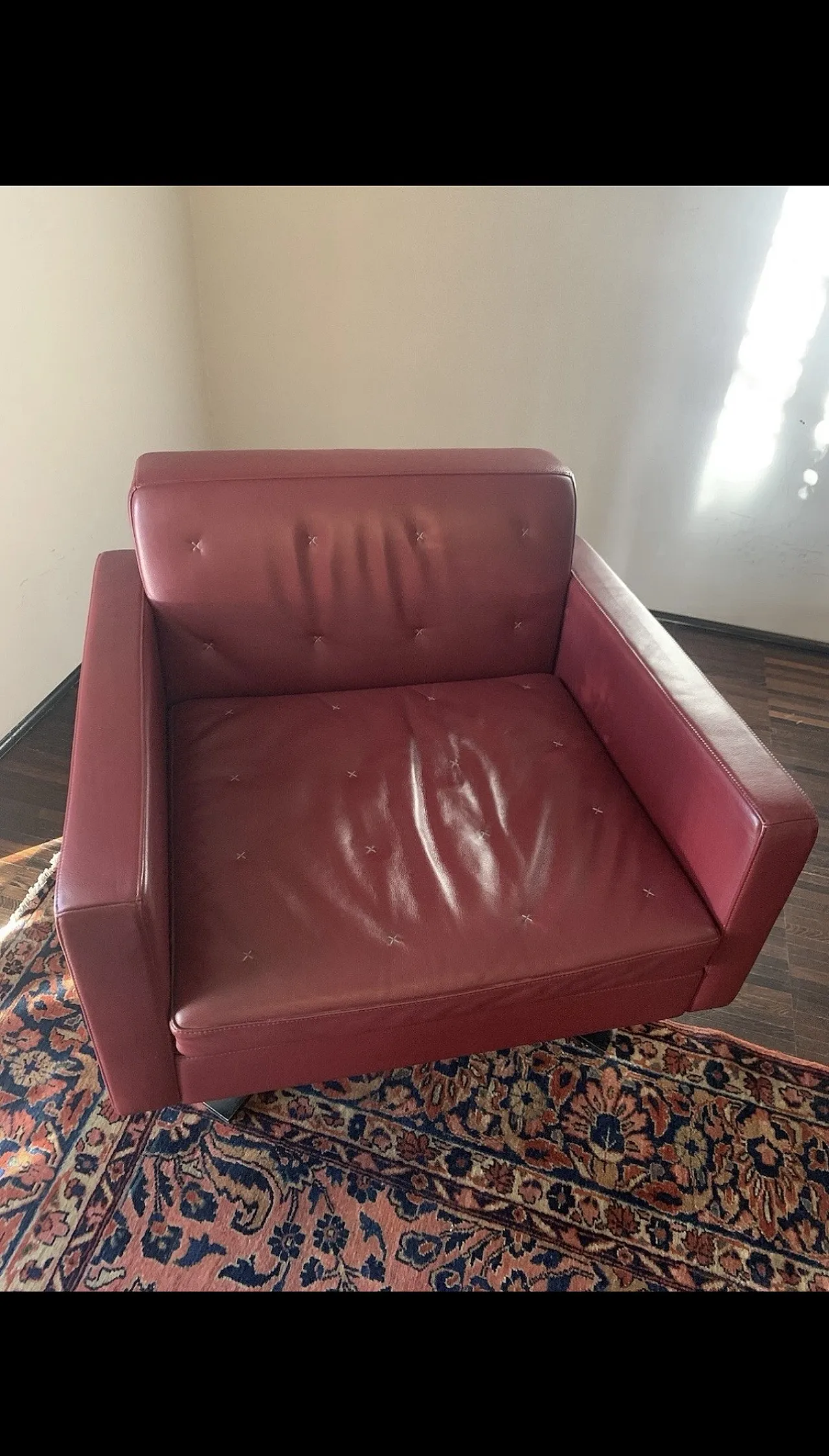 Pair of Kennedee bordeaux armchairs by Poltrona Frau, 2000s 3