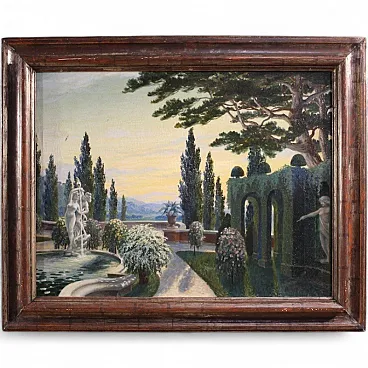 Landscape with garden, oil on canvas, first half 20th century