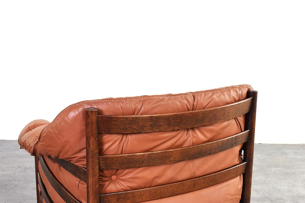 Poltrona Mid-Century in quercia e pelle di Arne Norell per Coja, anni '60. 11