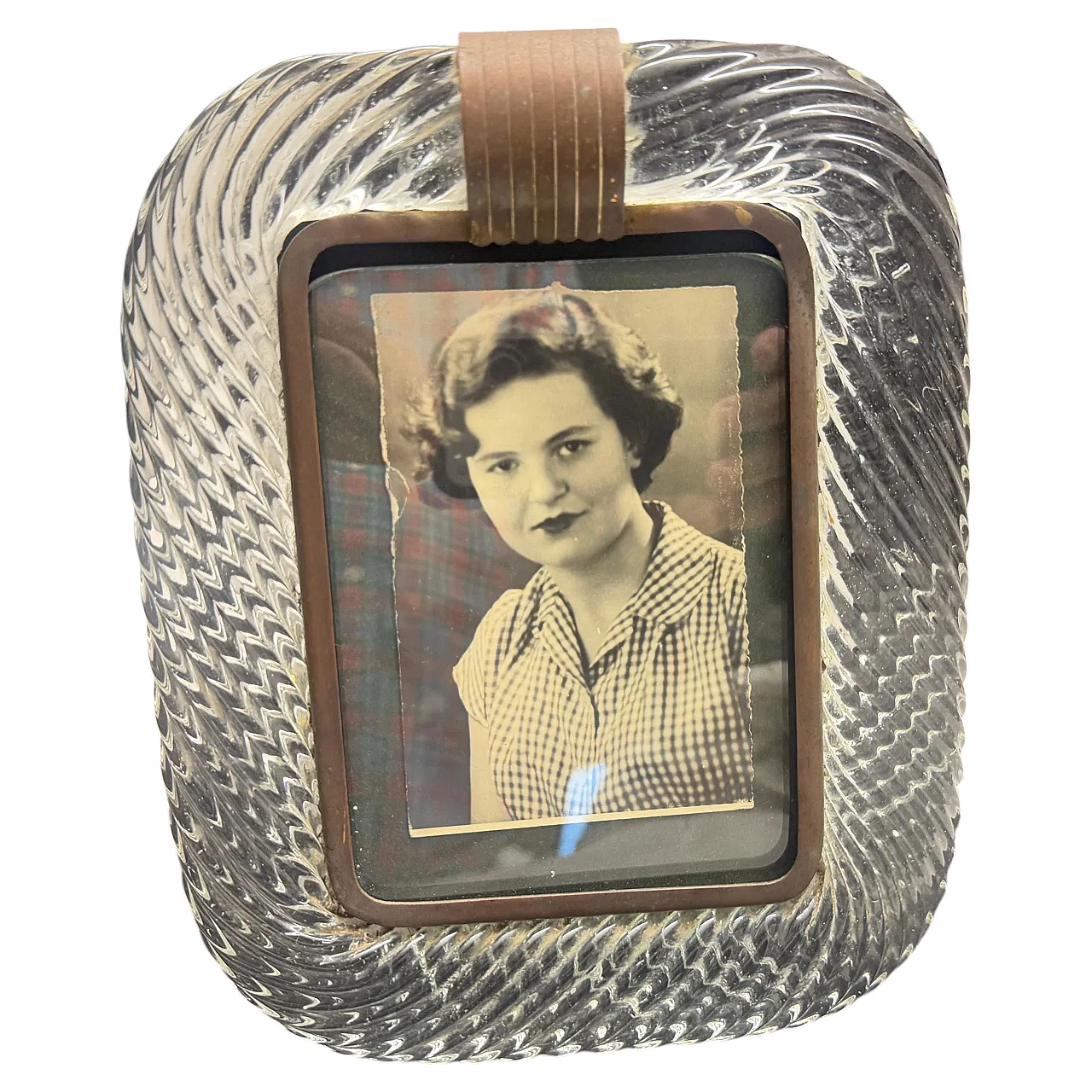 Barovier attributed Murano glass and brass picture frame, 1930s 1