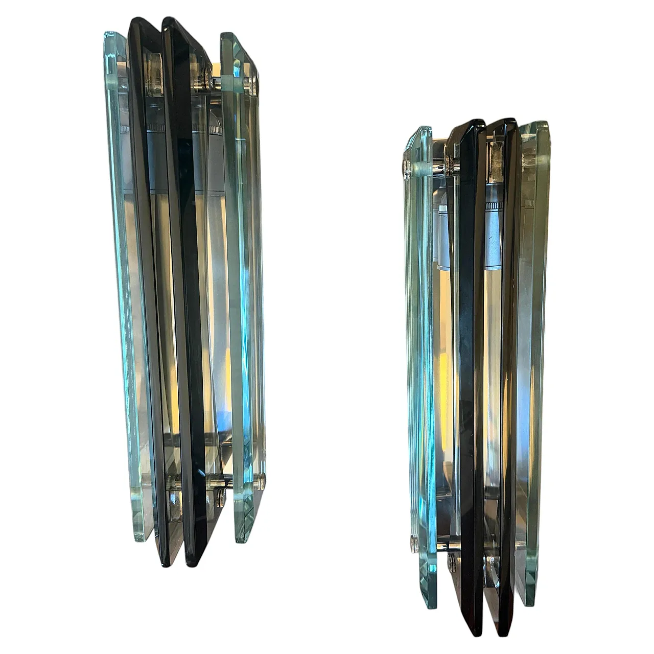 Pair of eavy glass wall sconces by Lupi Cristal Luxor, 1960s 3