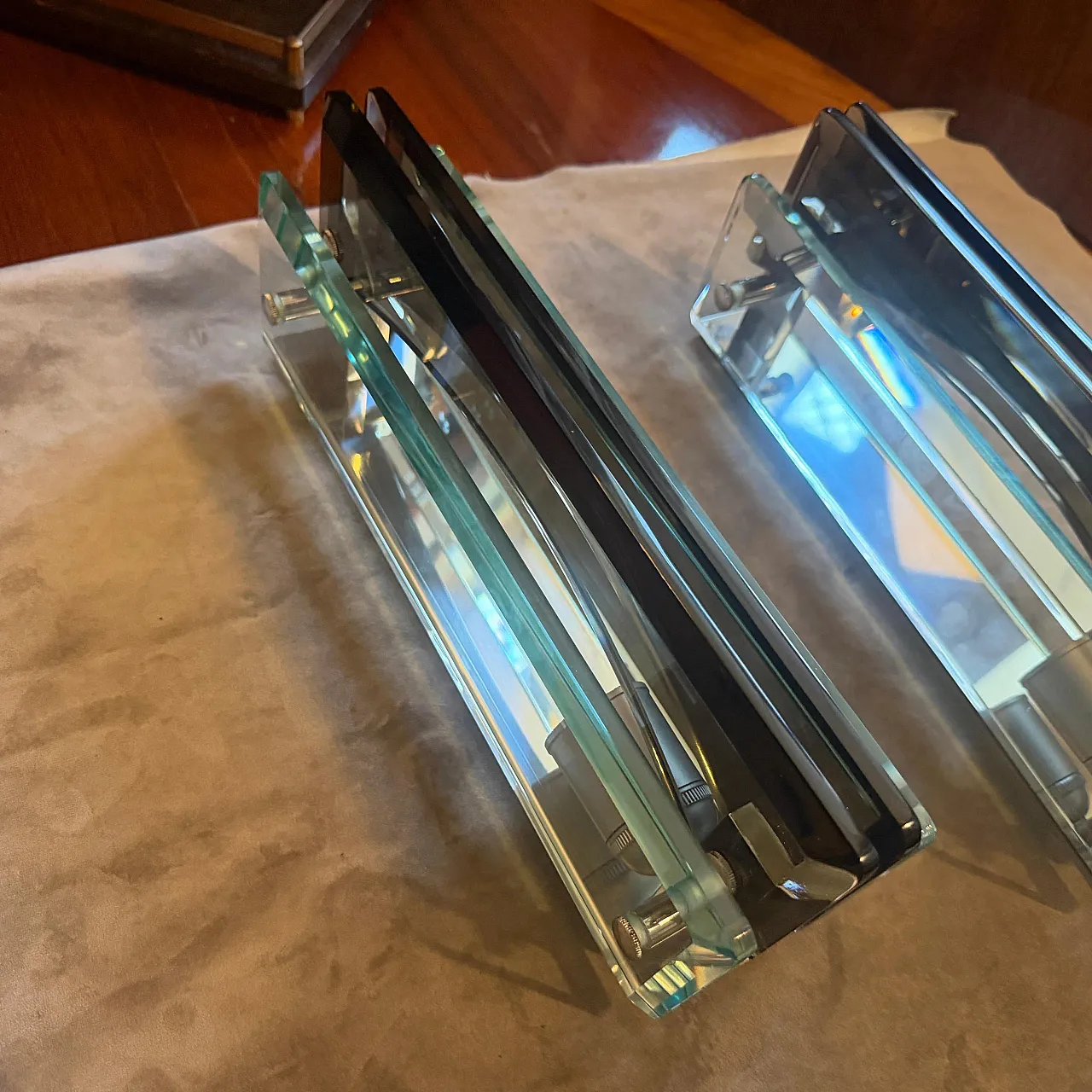 Pair of eavy glass wall sconces by Lupi Cristal Luxor, 1960s 6