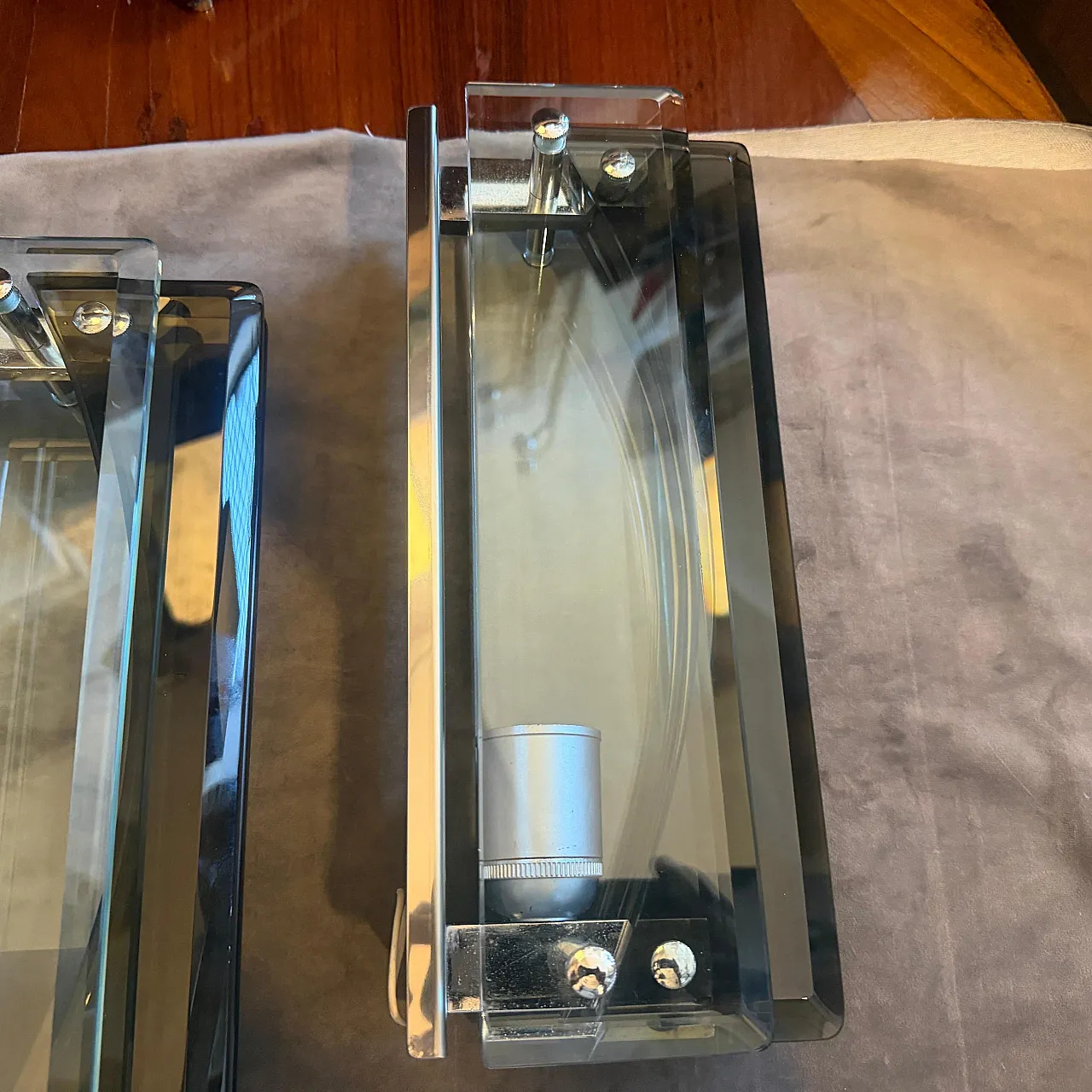 Pair of eavy glass wall sconces by Lupi Cristal Luxor, 1960s 7