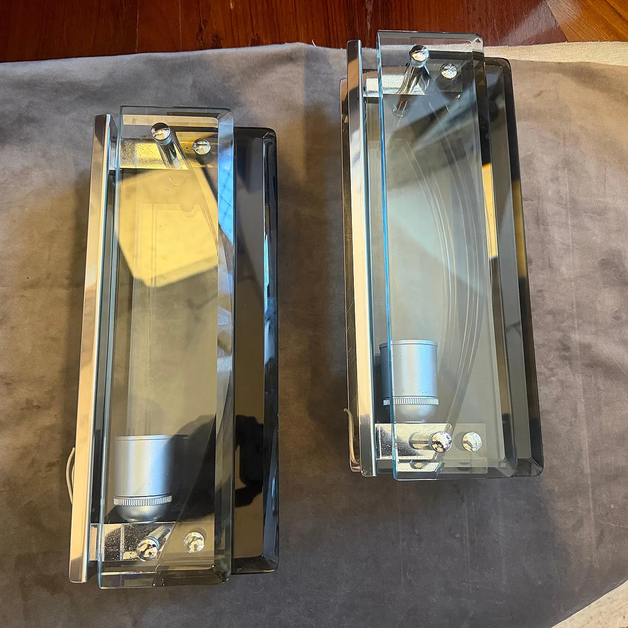 Pair of eavy glass wall sconces by Lupi Cristal Luxor, 1960s 8