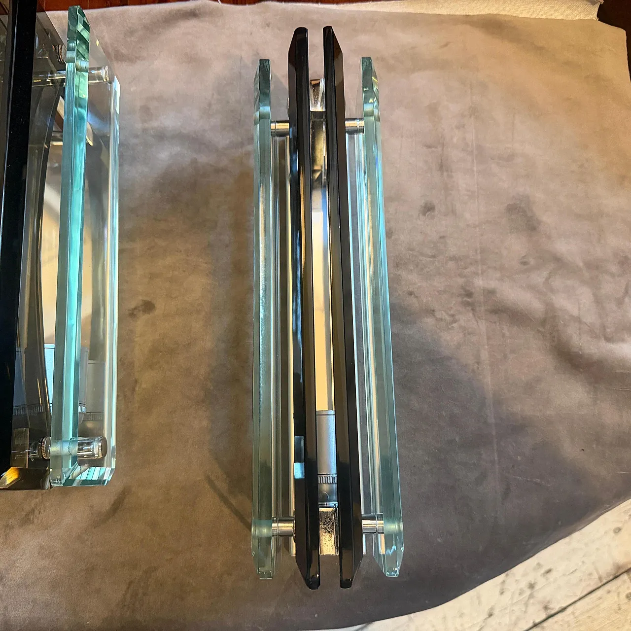 Pair of eavy glass wall sconces by Lupi Cristal Luxor, 1960s 12