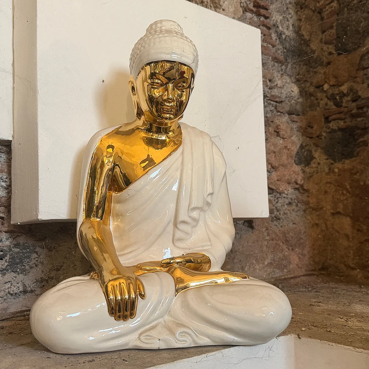 Statua di Buddha in porcellana di Tommaso Barbi, anni '80 2