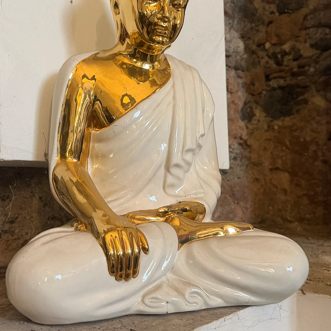 Statua di Buddha in porcellana di Tommaso Barbi, anni '80 4