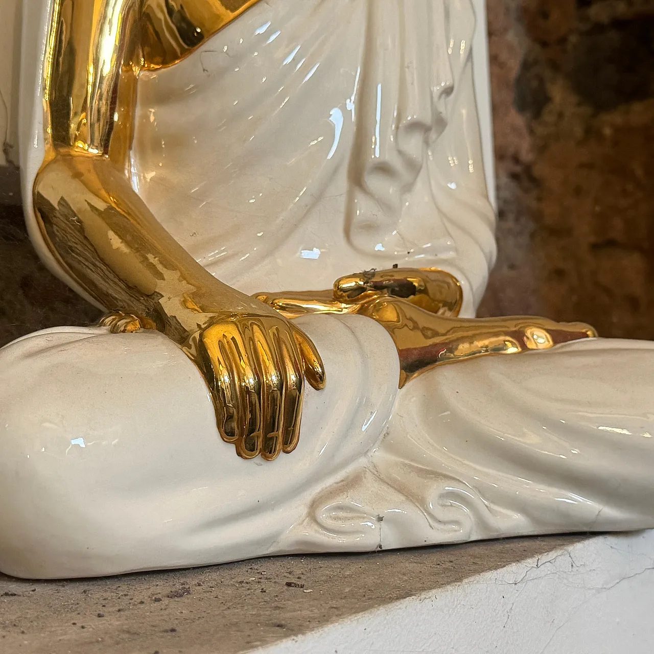 Statua di Buddha in porcellana di Tommaso Barbi, anni '80 9