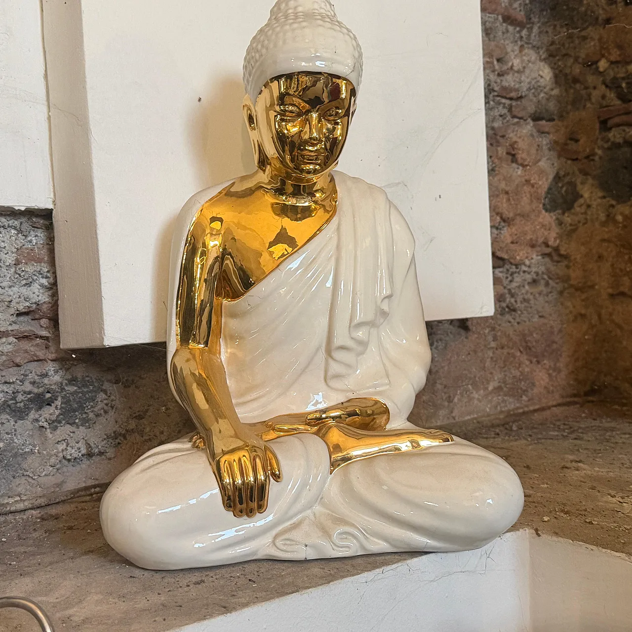 Statua di Buddha in porcellana di Tommaso Barbi, anni '80 11