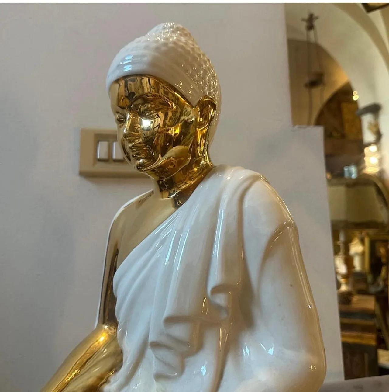 Statua di Buddha in porcellana di Tommaso Barbi, anni '80 14