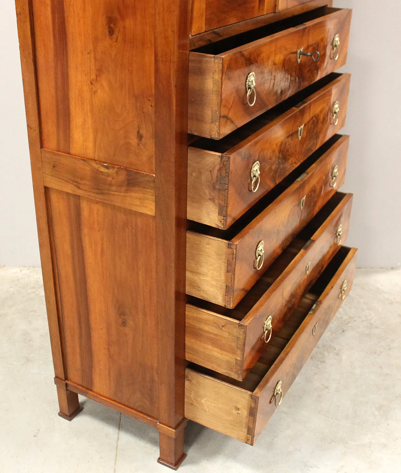 Cassettiera vetrina Impero in noce '800 14