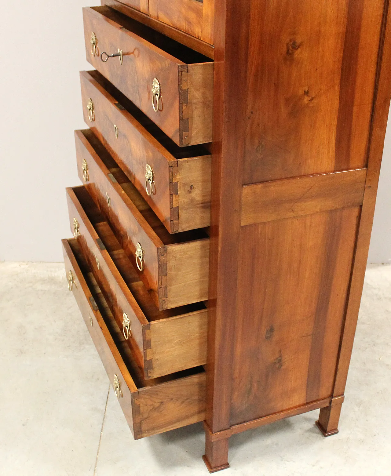Cassettiera vetrina Impero in noce '800 15