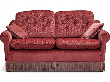 Anni '80, divano scandinavo a 2 posti, mobili in velluto rosa.