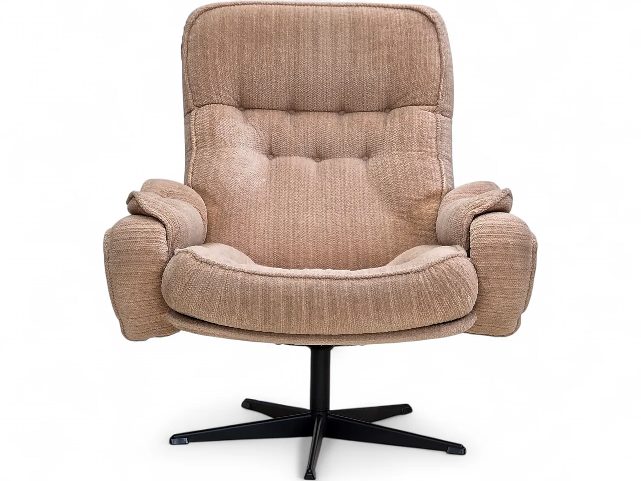 Anni '70, poltrona girevole danese, tessuto d'arredo beige. 20