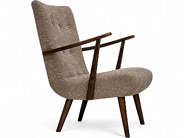 Anni '60, poltrona danese, lana d'arredo, legno di faggio.
