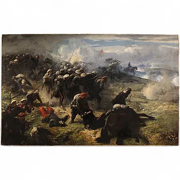 Great battle, painting signed H.P., 19th century