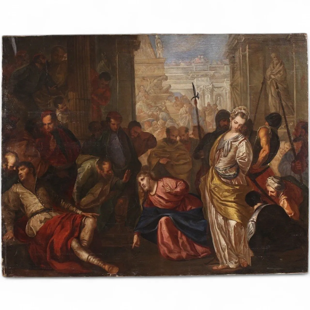 Venetian painting, Christ and the adulteress, 16th century 16