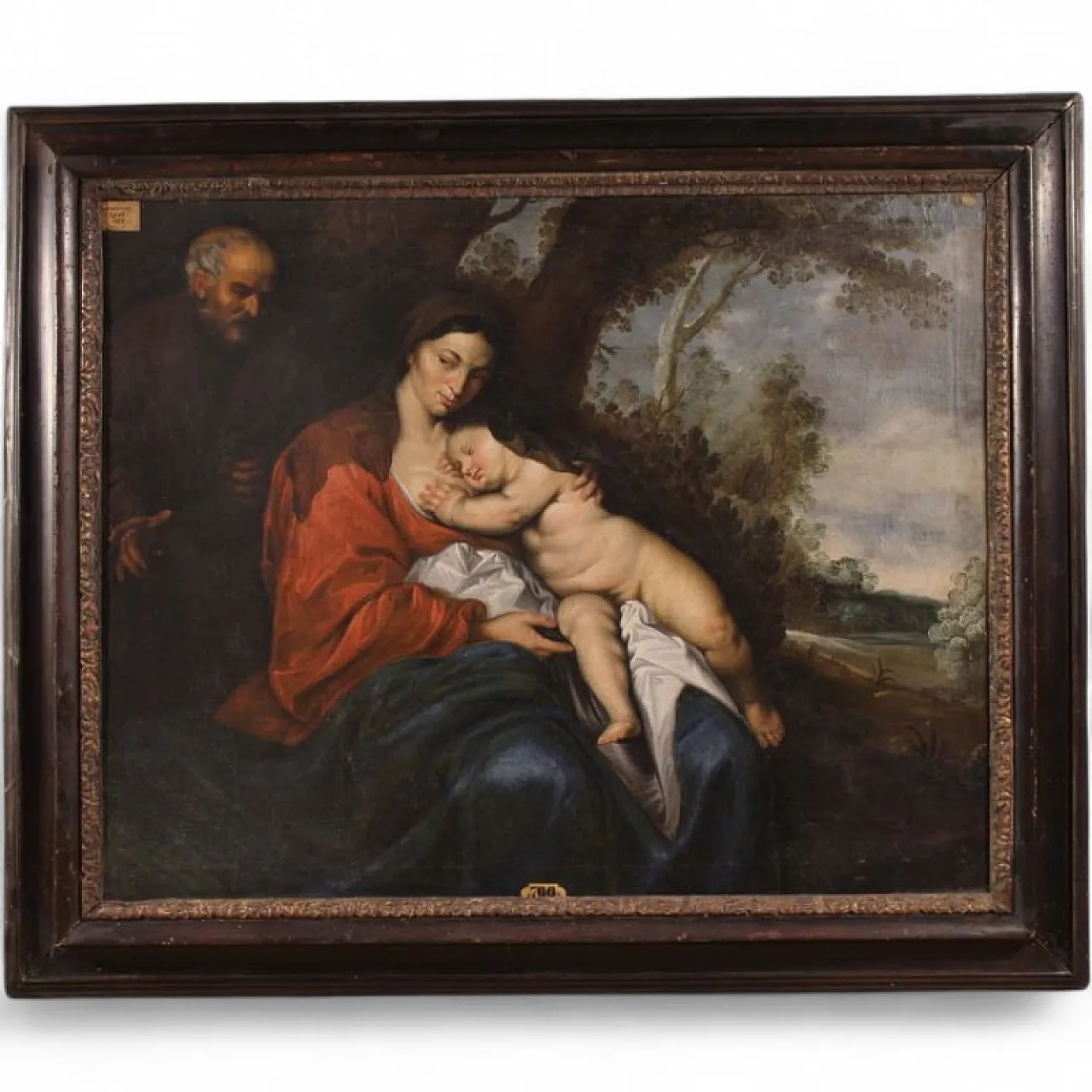 Flemish painting, rest during the escape in Egypt, 17th century 15