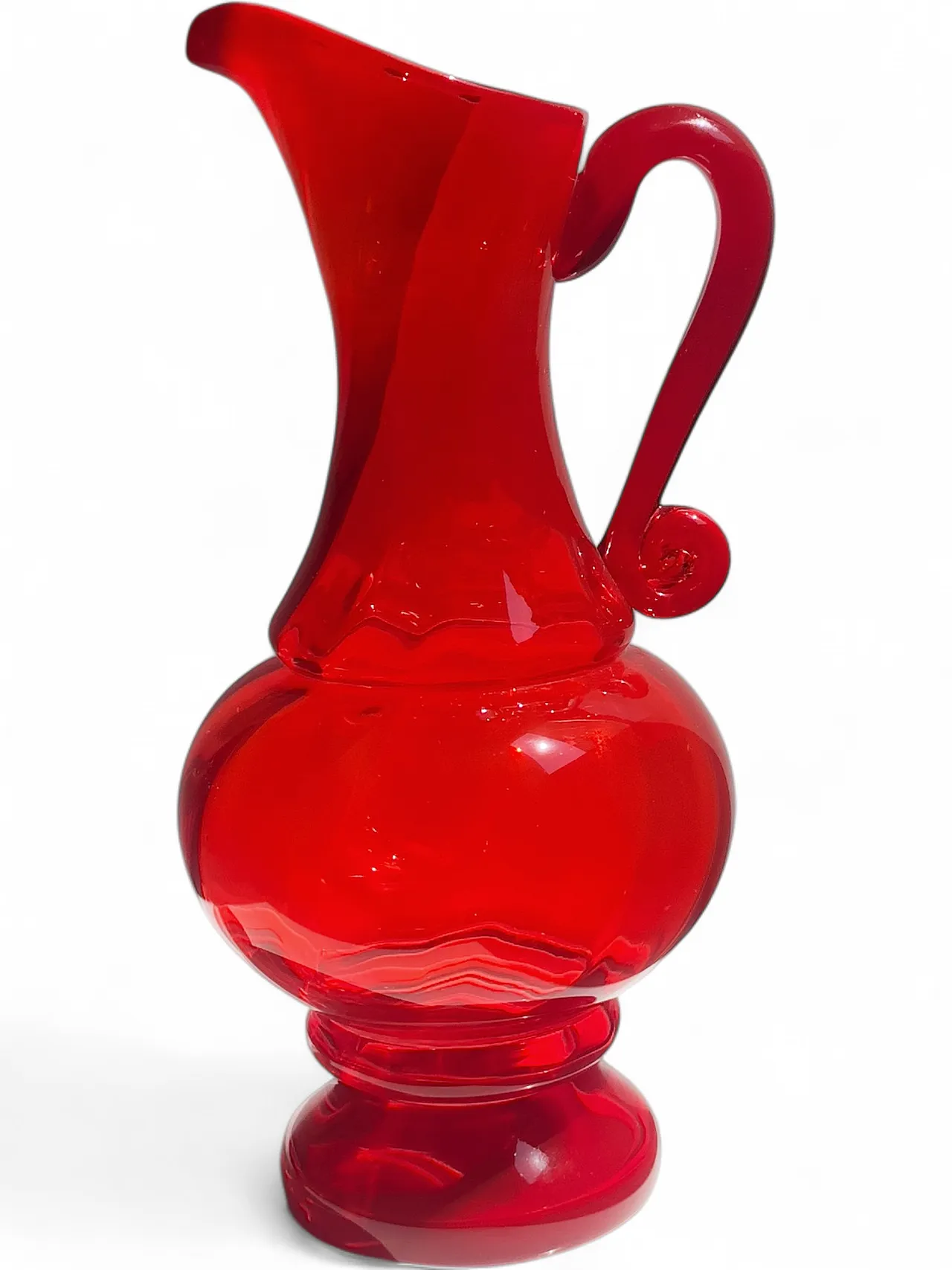 Caraffa in vetro rosso rubino polacco di Ludwik Fiedorowicz - anni '70 7