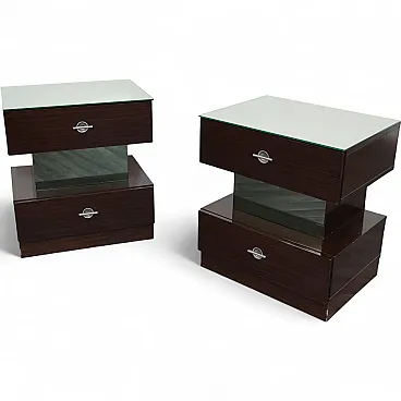 Pair of bedside tables ebano Cubic, 80s
