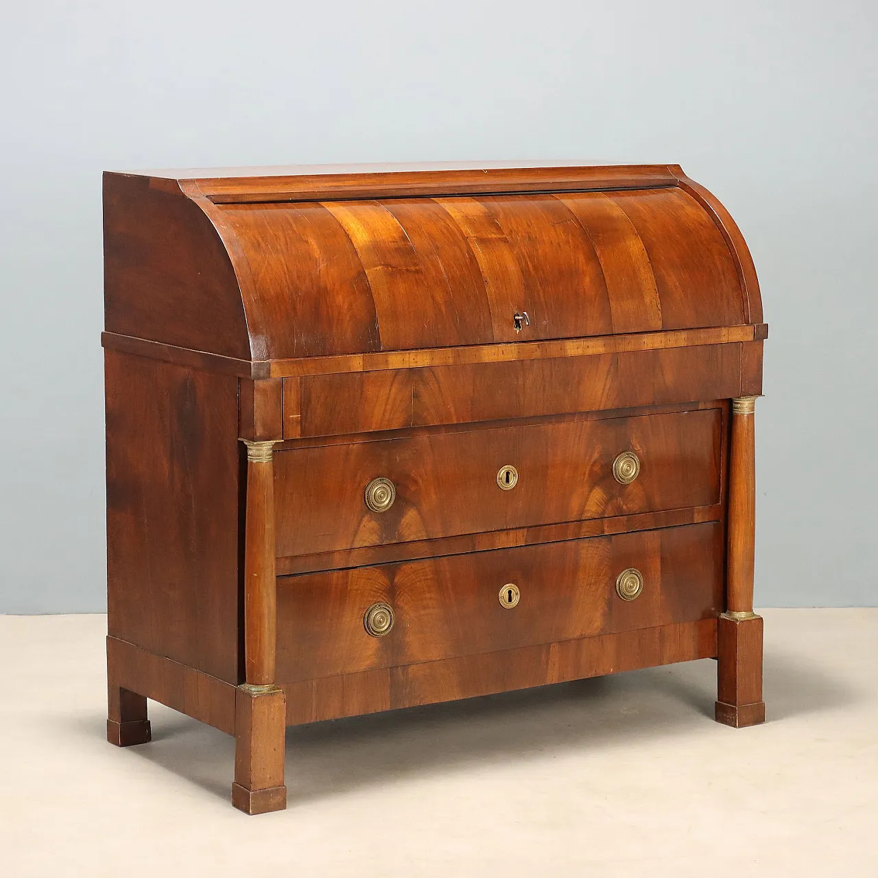 Empire flap in walnut with bronze details, 19th century 1