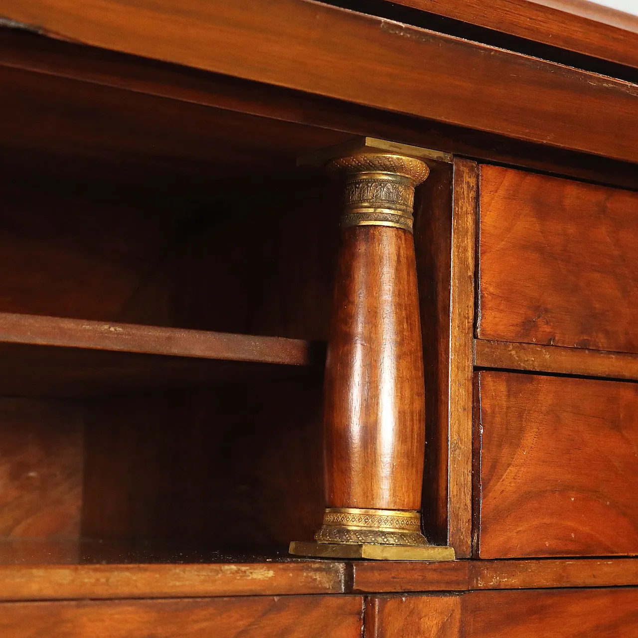 Empire flap in walnut with bronze details, 19th century 6