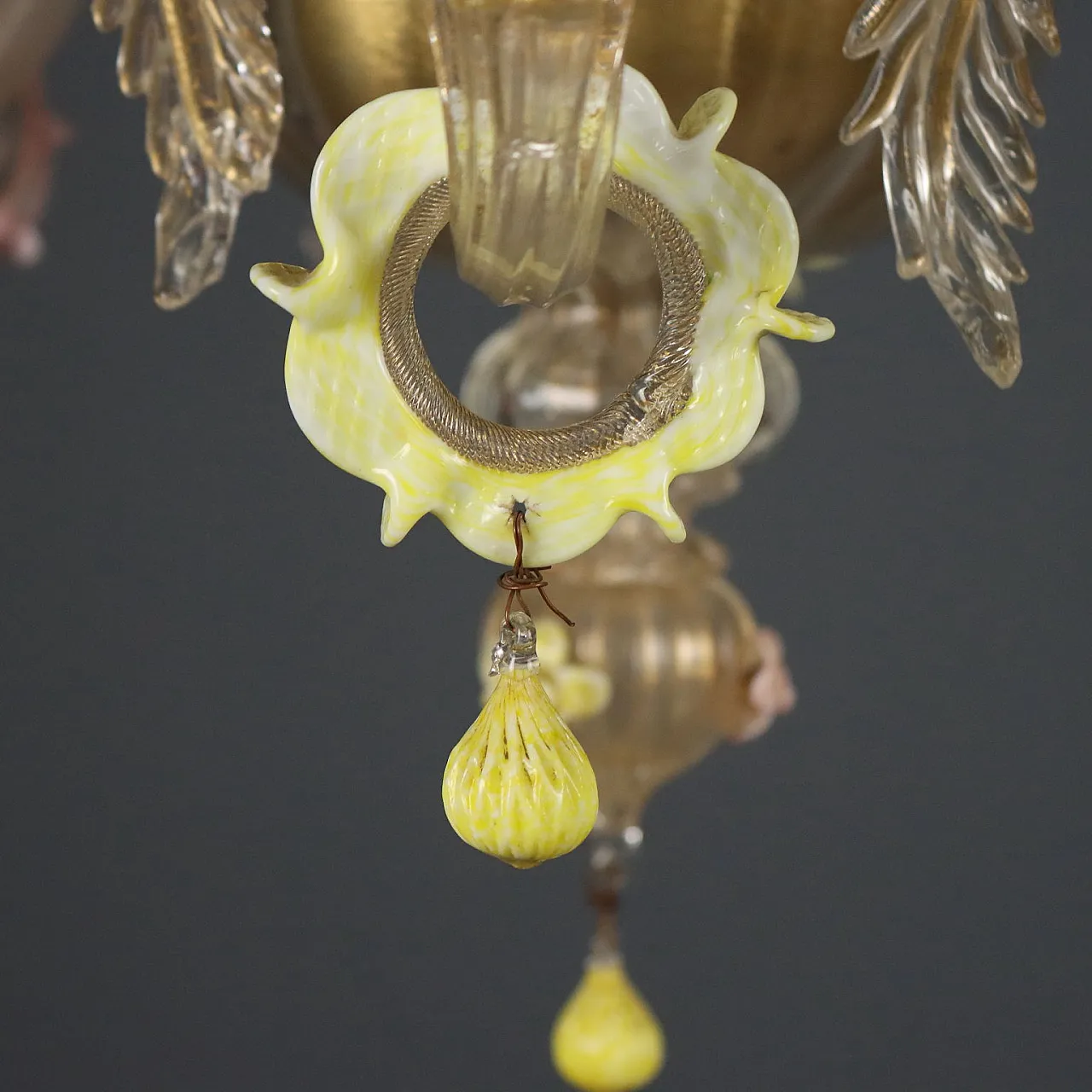 Lampadario in vetro soffiato Veneziano con fiori, '800 8
