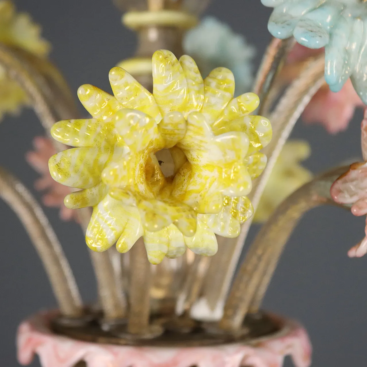 Lampadario in vetro soffiato Veneziano con fiori, '800 9