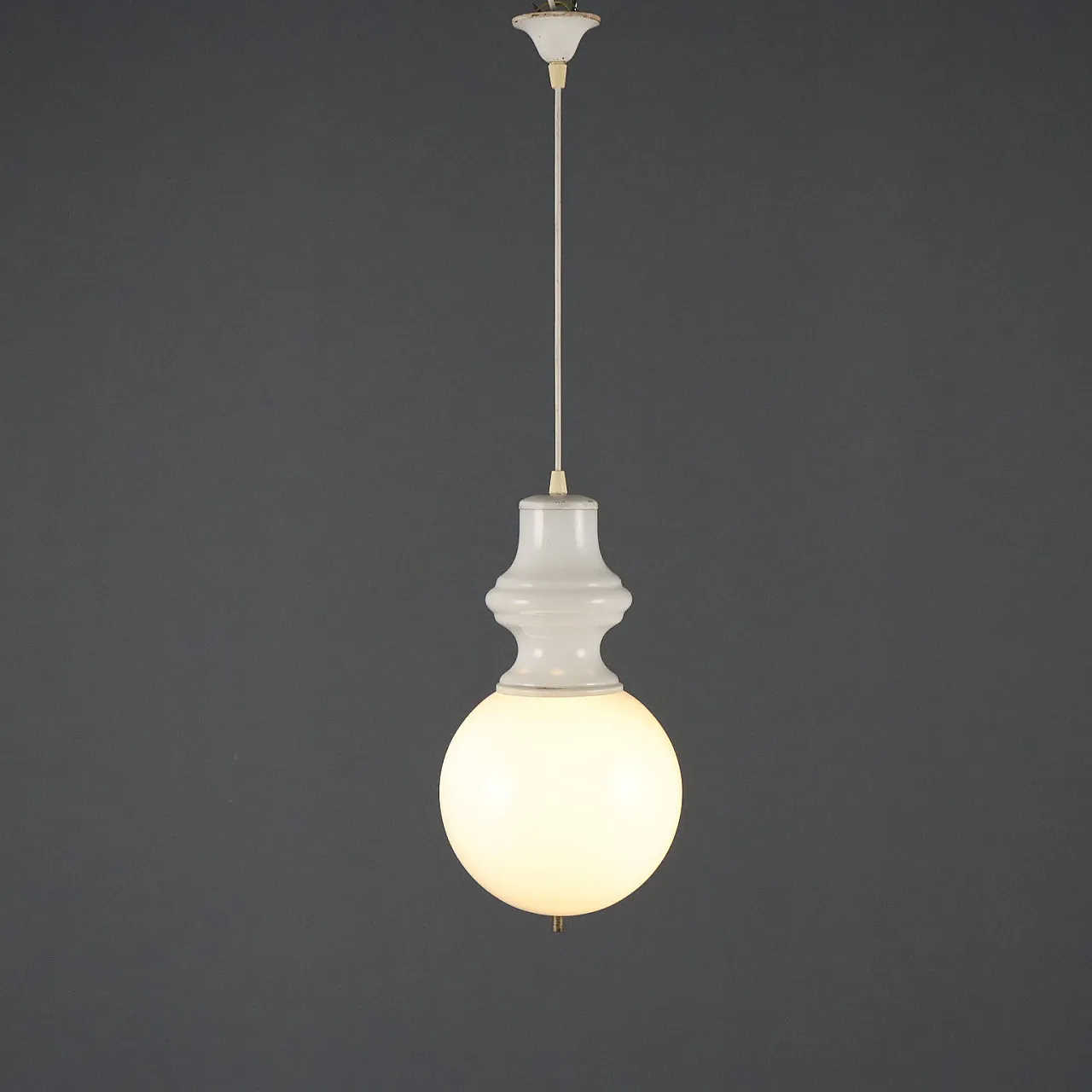 Lampadario in vetro bianco, anni '60 1