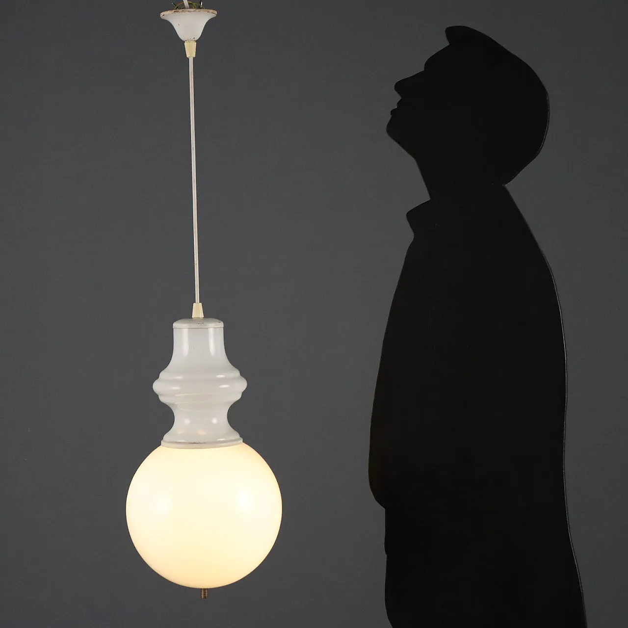 Lampadario in vetro bianco, anni '60 2