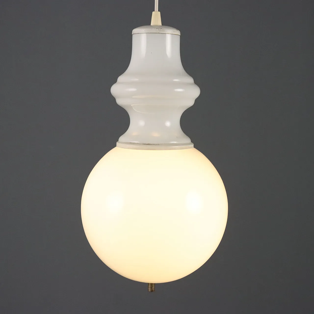 Lampadario in vetro bianco, anni '60 3