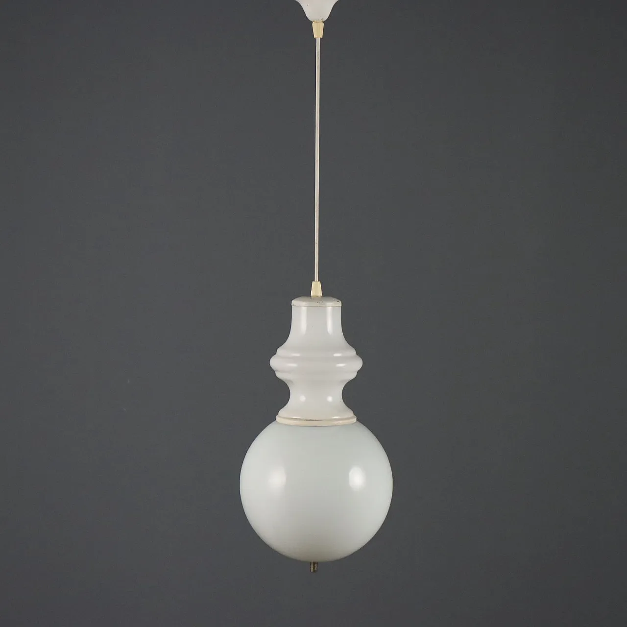 Lampadario in vetro bianco, anni '60 5
