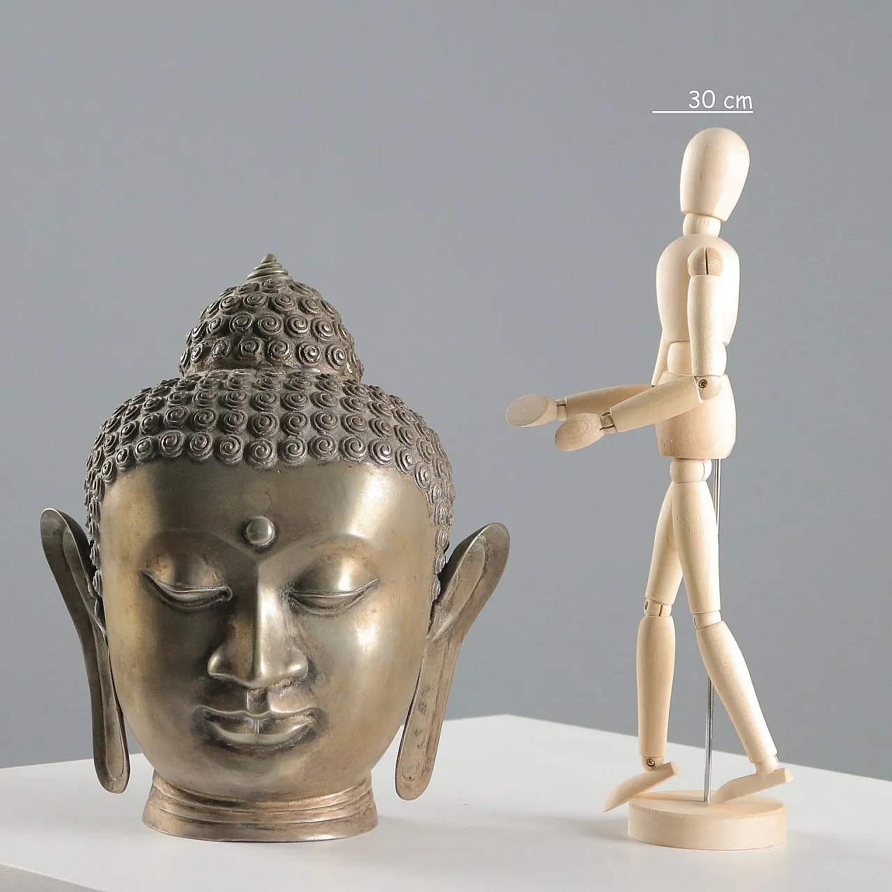 Testa di Buddha in bronzo, '900 2