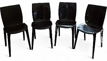 4 black Lambda chairs by Zanuso for Gavina, 1970s