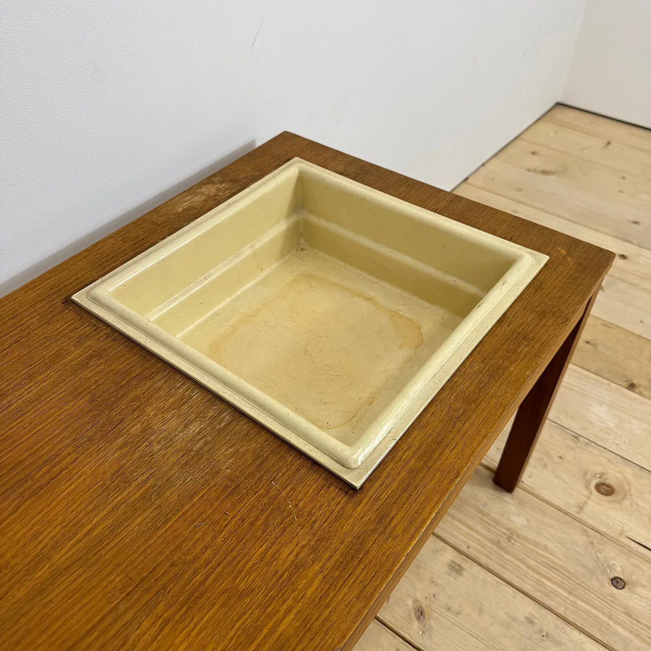 Panca da ingresso scandinava con porta piante in teak, anni ’60 7