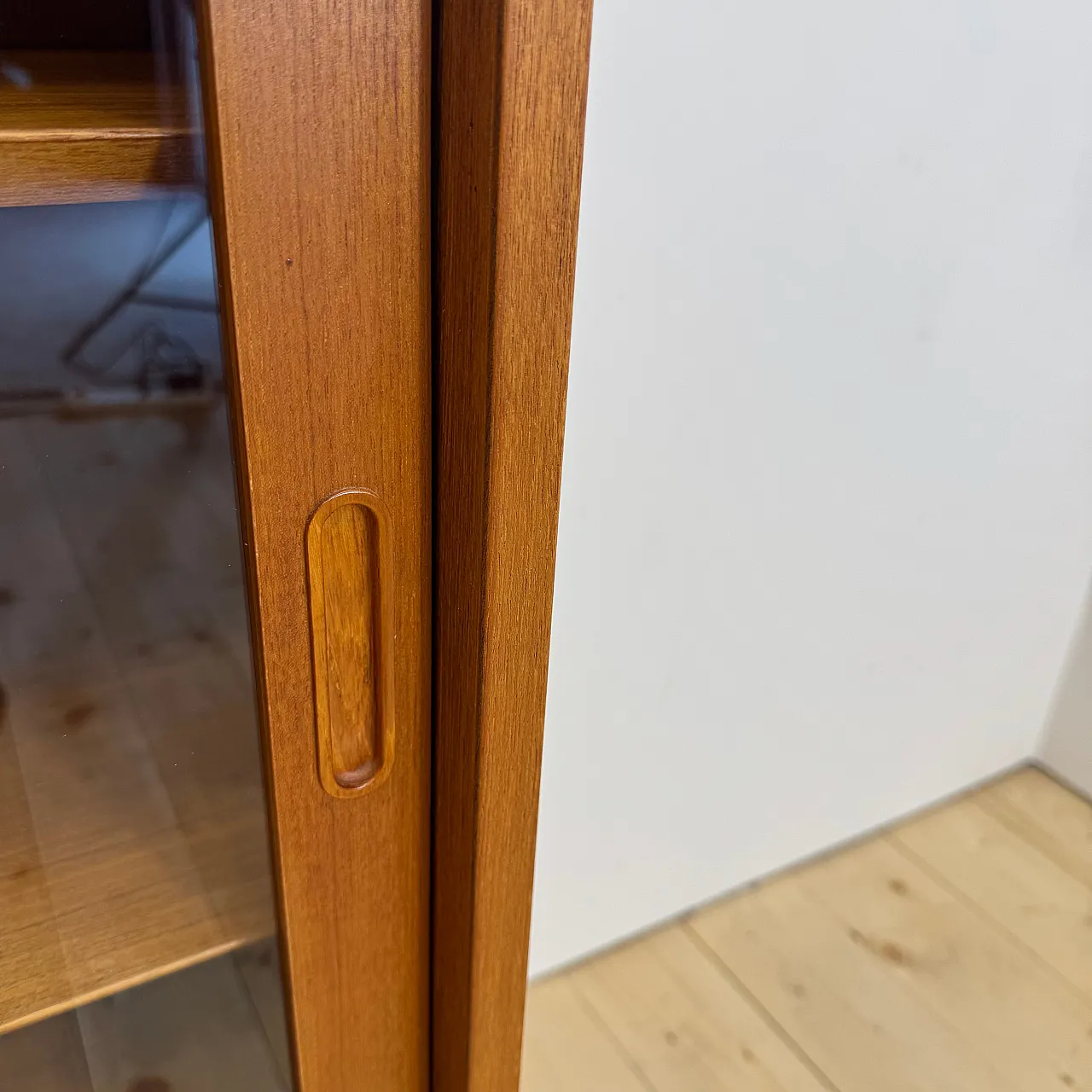 Danish teak cabinet with sliding glass doors, 1960s 2