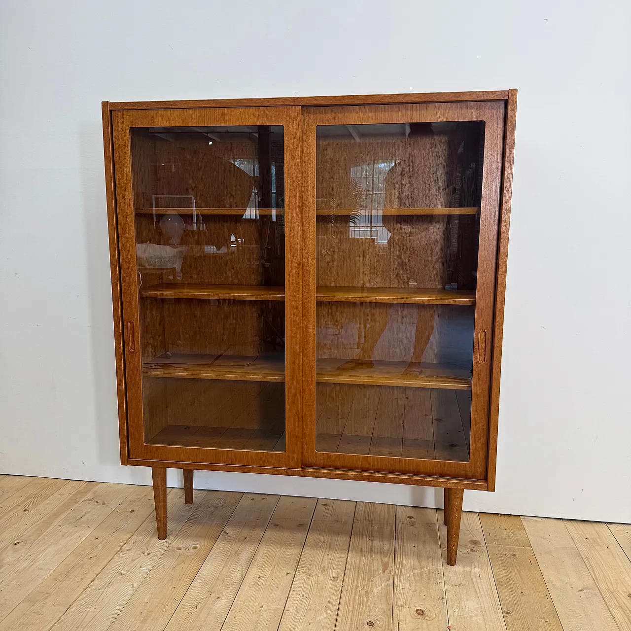 Danish teak cabinet with sliding glass doors, 1960s 3