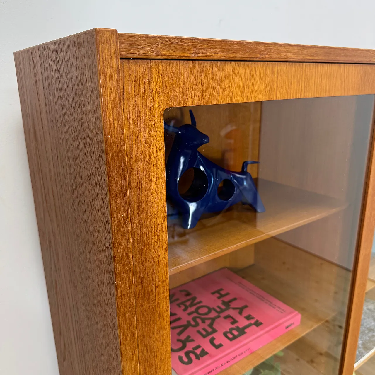 Danish teak cabinet with sliding glass doors, 1960s 7