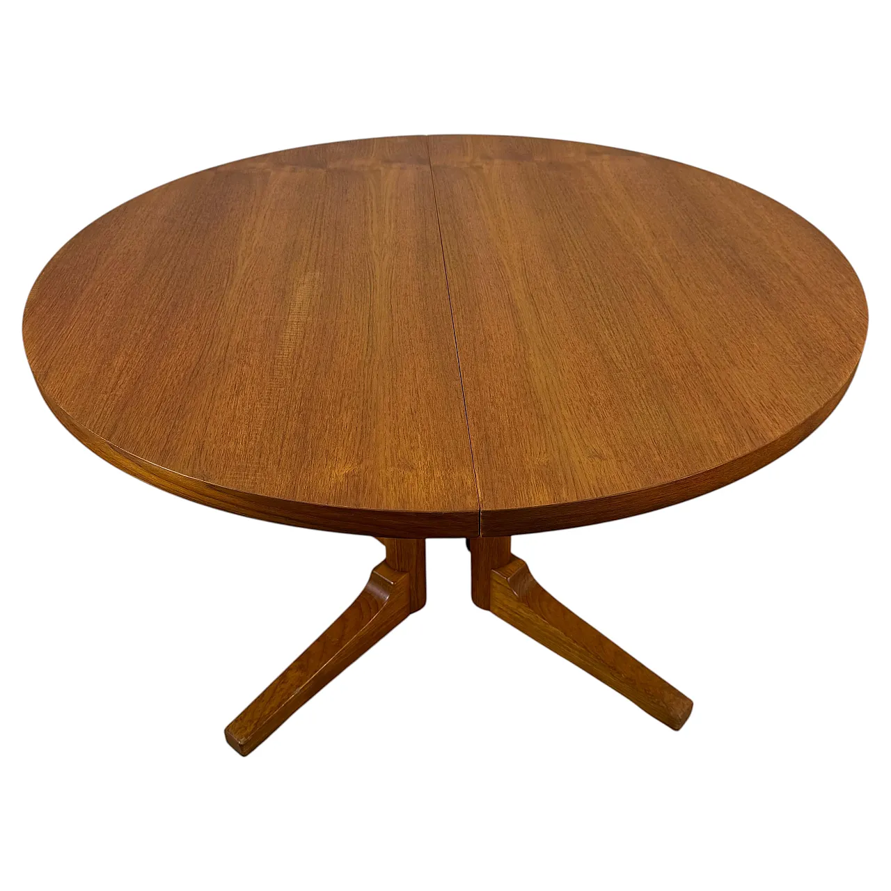 Round, extendable teak dining table, 1960s 1