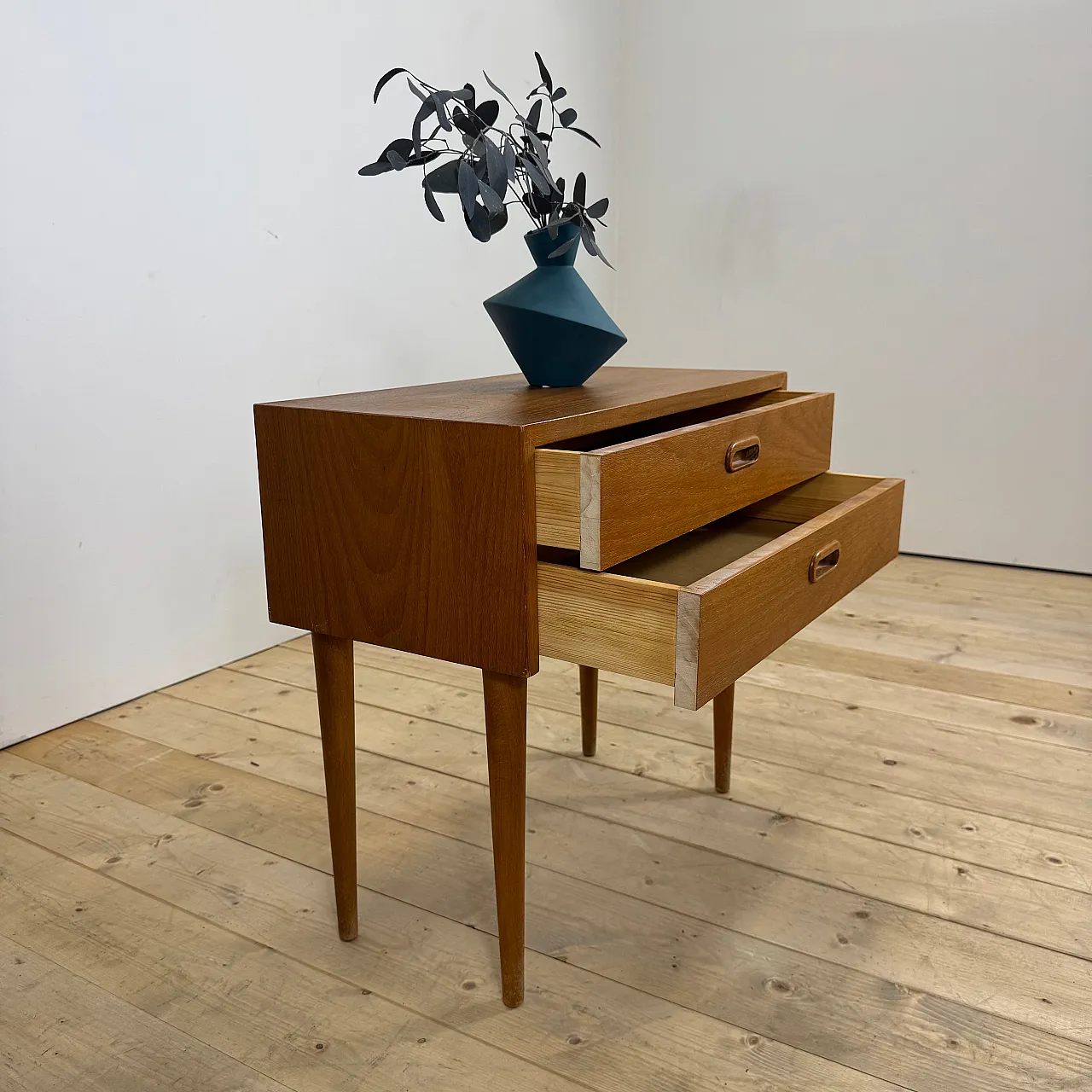Danish teak nightstand with two drawers, 1960s 3
