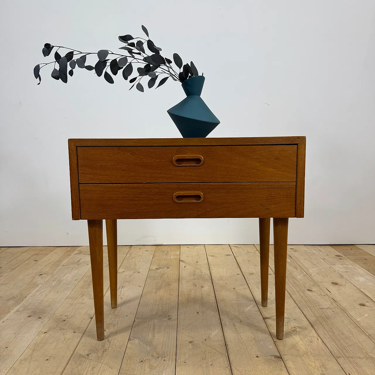 Danish teak nightstand with two drawers, 1960s 4