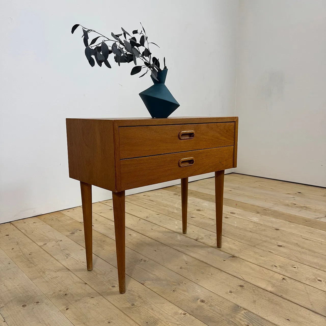Danish teak nightstand with two drawers, 1960s 5