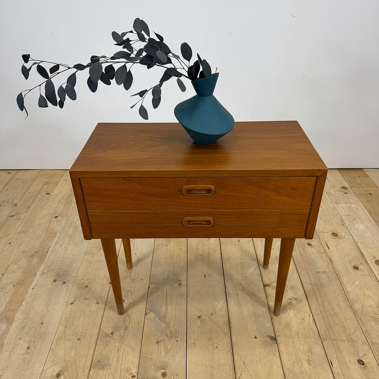 Danish teak nightstand with two drawers, 1960s 6