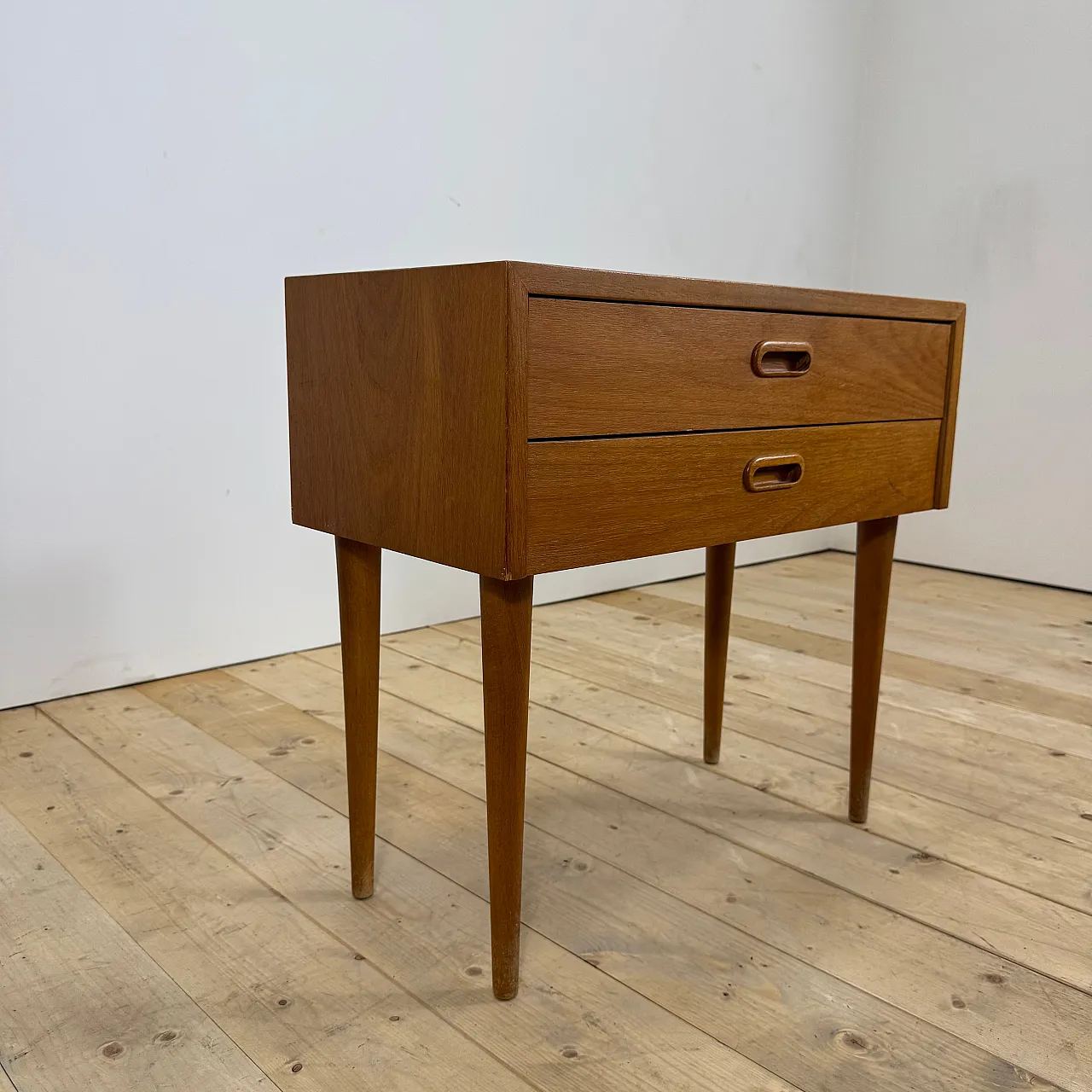Danish teak nightstand with two drawers, 1960s 7