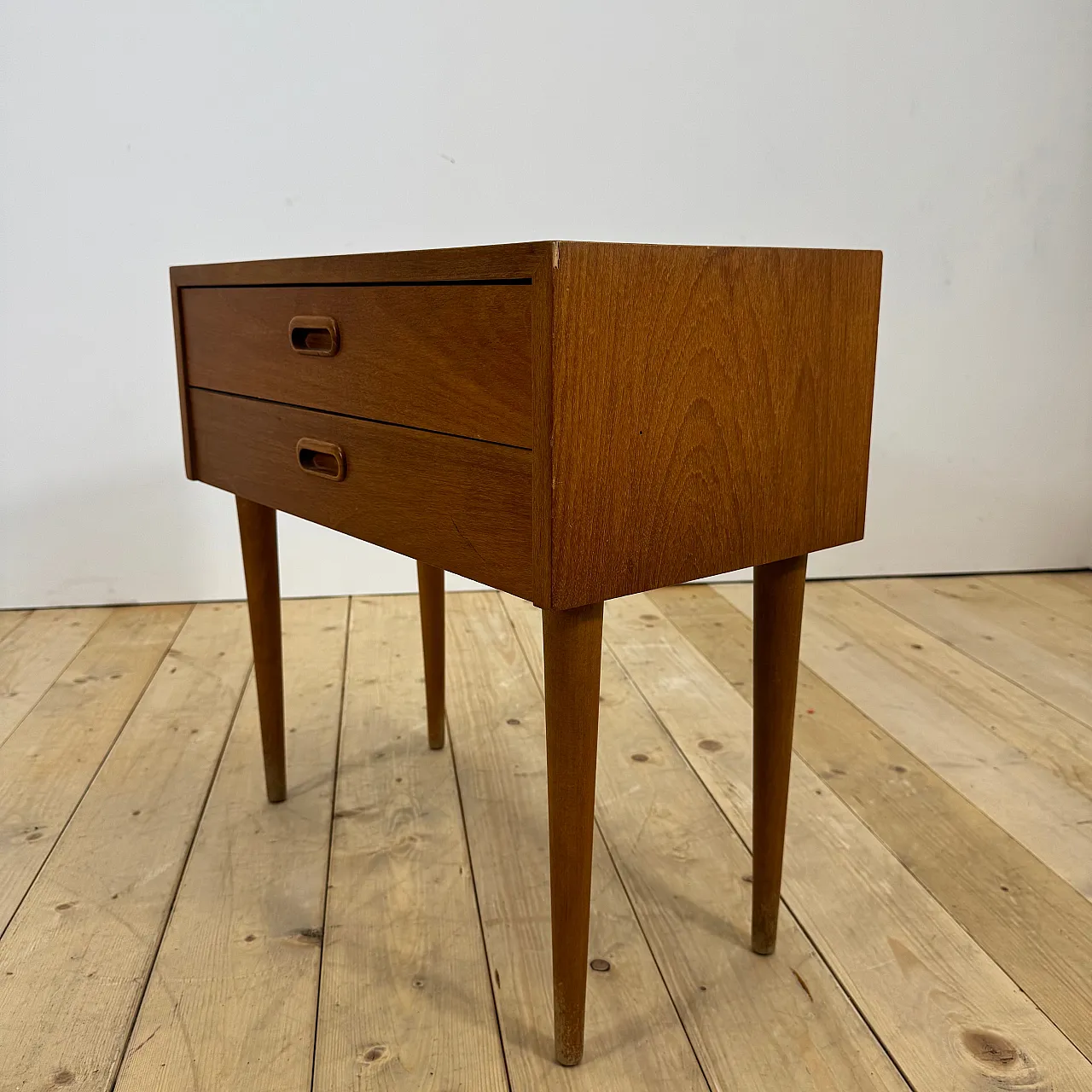 Danish teak nightstand with two drawers, 1960s 8